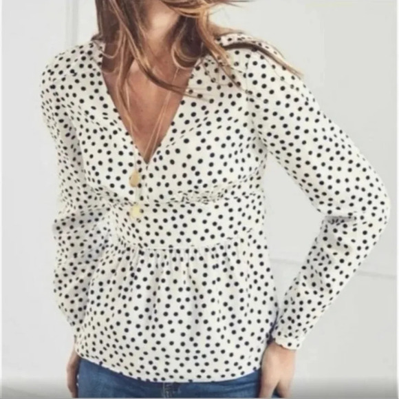 Boden Elsie Polka Dot Peplum Top Blouse size 4 - Picture 8 of 8